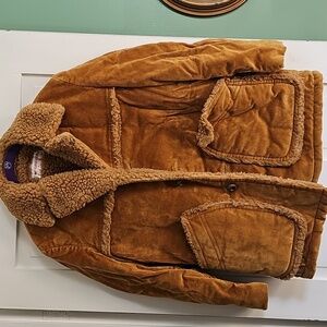 Vintage Brown Corduroy Mens Jacket with Shearling Lining